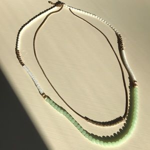 Costume Long double layered bead & gold necklace!